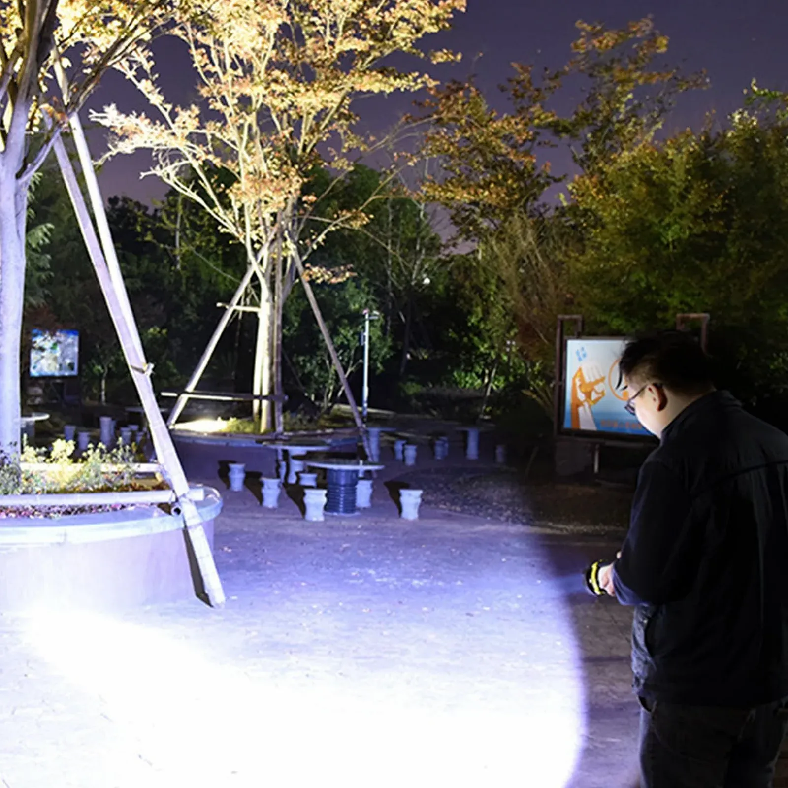 Ручний ліхтар, акумуляторний, з ручкою, 6 режимів освітлення, електричний, для полювання, кемпінгу, активного відпочинку, саду, двору, фото №8