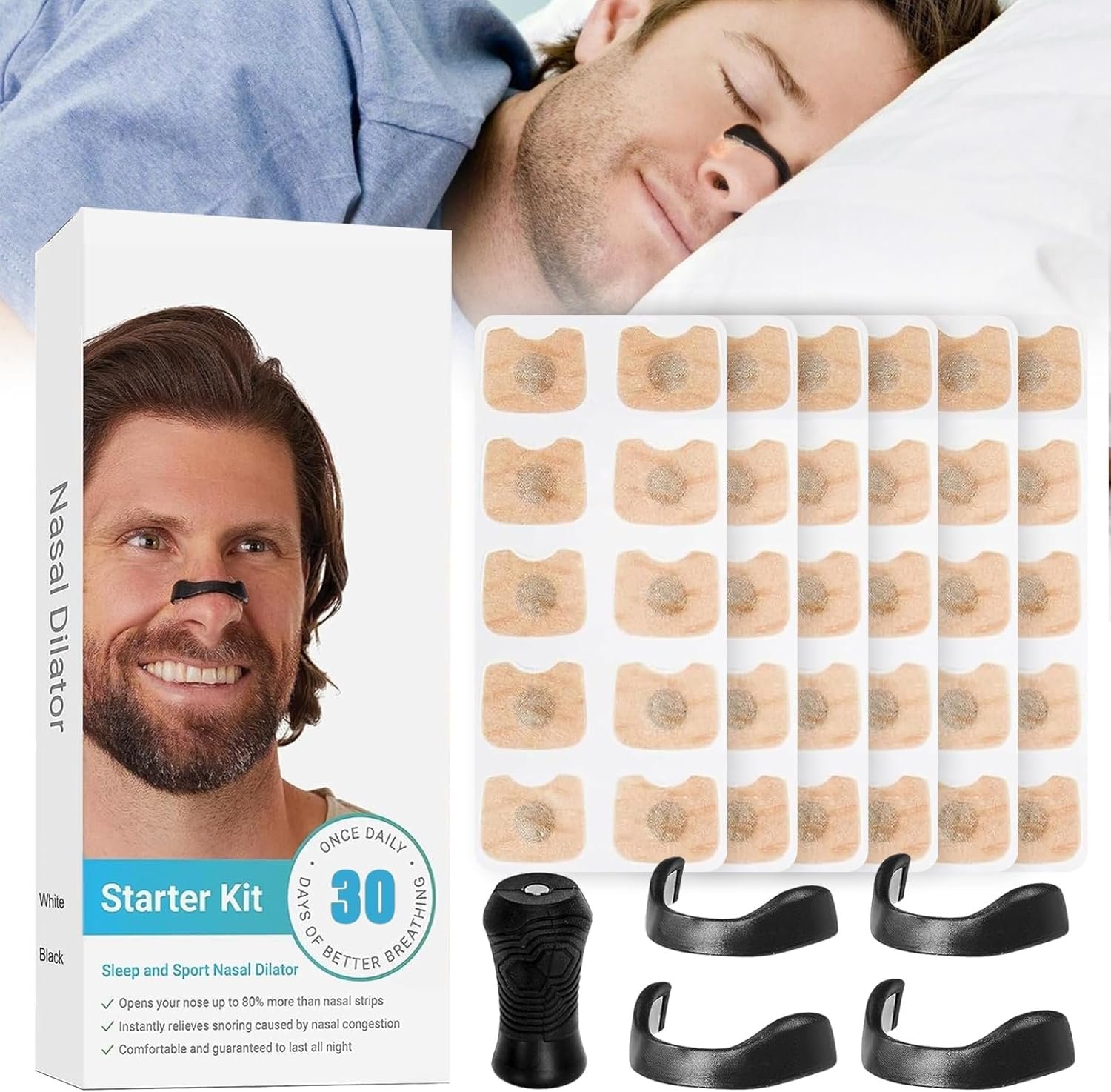 Магнитные носовые пластыри, упаковка 60 шт, полоски от храпа, магнитные дышащие носовые., фото №8