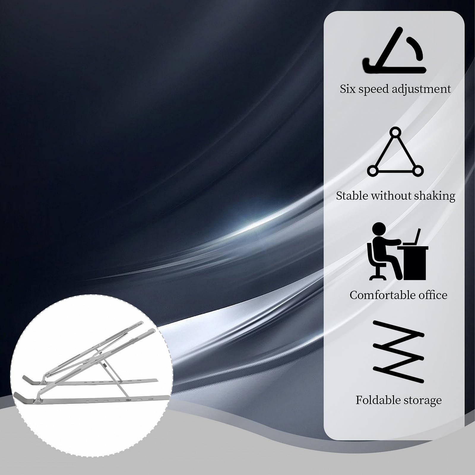 Подставка для ноутбука алюминиевая регулируемая по высоте с 5 уровнями, складная и эргономичная - портативная подставка для ноутбука, совместимая с MacBook, Asus, Acer, HP, до 17,3 дюймов, фото №6