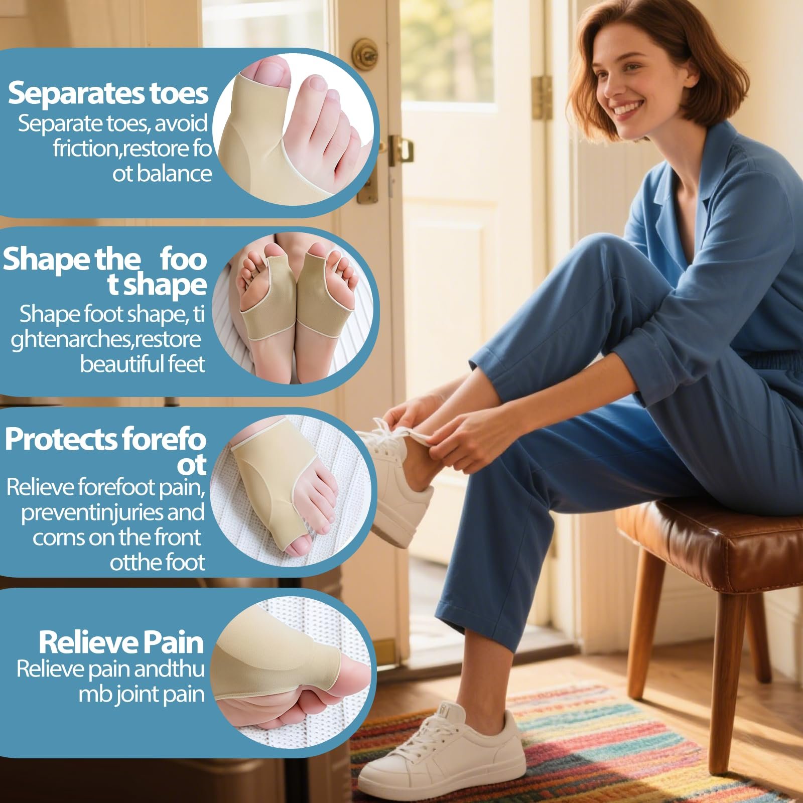 Шкарпетки для корекції Hallux Valgus, М'яка пов'язка для дня і ночі, Універсальний розмір, фото №4