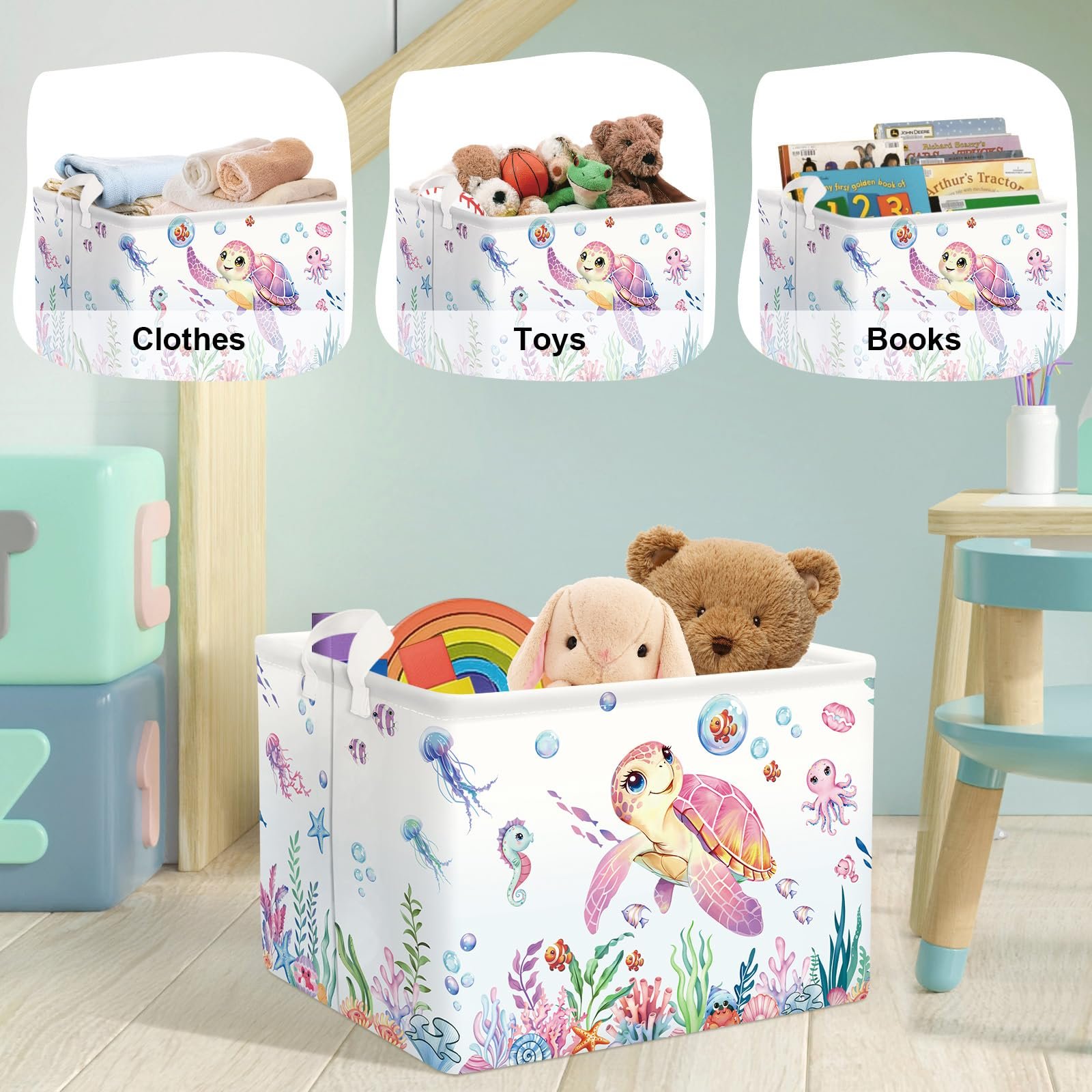 Корзина для игрушек HUUMONSS Детская Морские животные Складная 36 л, фото №5
