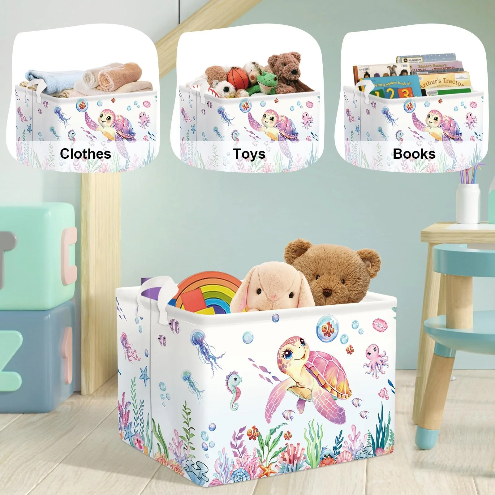 Корзина для игрушек HUUMONSS Детская Морские животные Складная 36 л, фото №5 Корзина для игрушек HUUMONSS Детская Морские животные Складная 36 л, фото №5