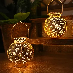 Настільна лампа TRIROCKS Набір з 2 шт. Марокканський стиль 18 см На батарейках Бездротова LED-гірлянда Cream synthetic.ua - Фото 1