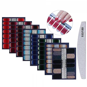 Наклейки для ногтей Mwoot 8 Sheets Glitter Self-Adhesive 112 штук - Фото 1