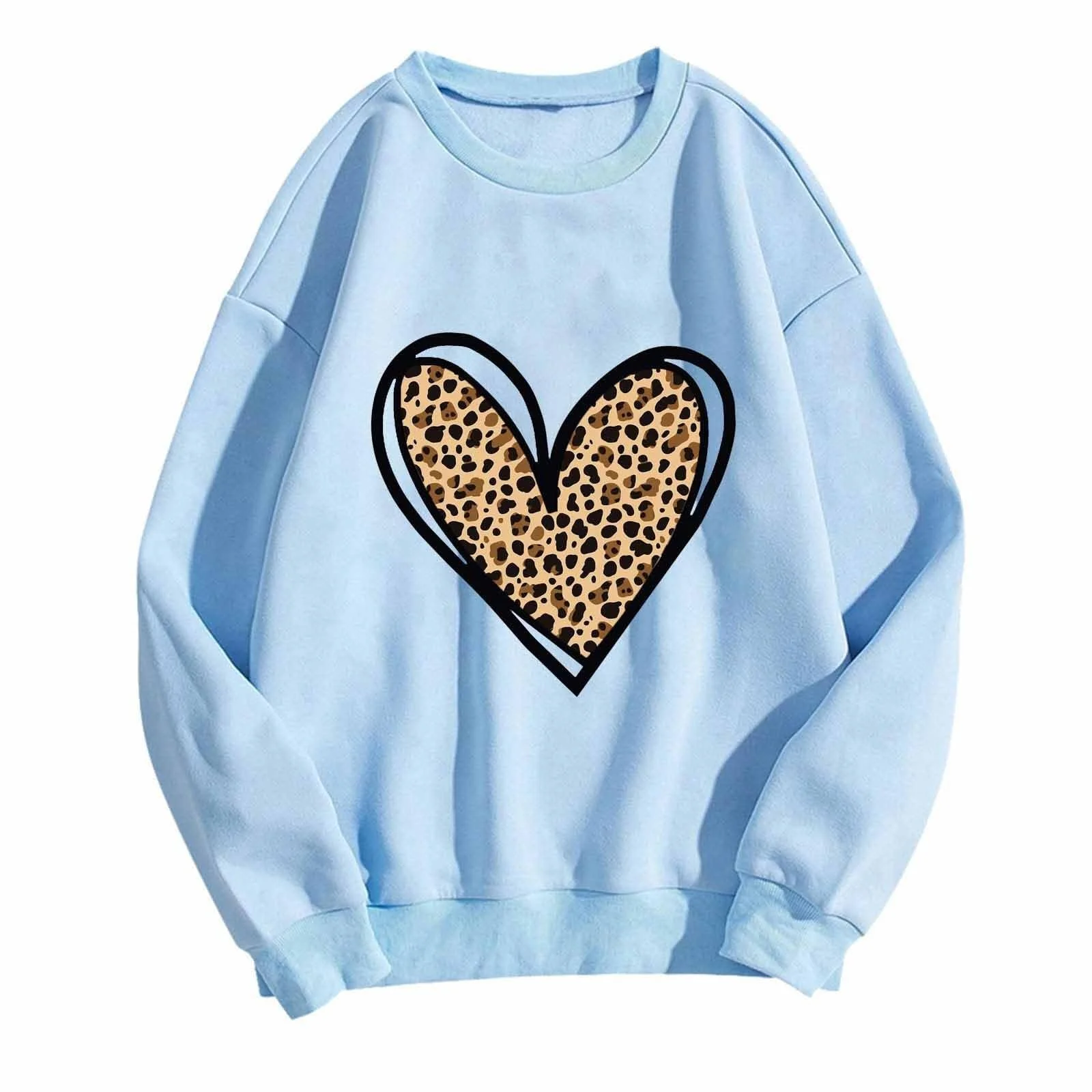 Женский Свитшот Komiseup Basic Круглый вырез Длинный рукав Oversize Y2K Пуловер Леопардовый принт M Streetwear, 08, фото №1 Женский Свитшот Komiseup Basic Круглый вырез Длинный рукав Oversize Y2K Пуловер Леопардовый принт M Streetwear, 08, фото №1