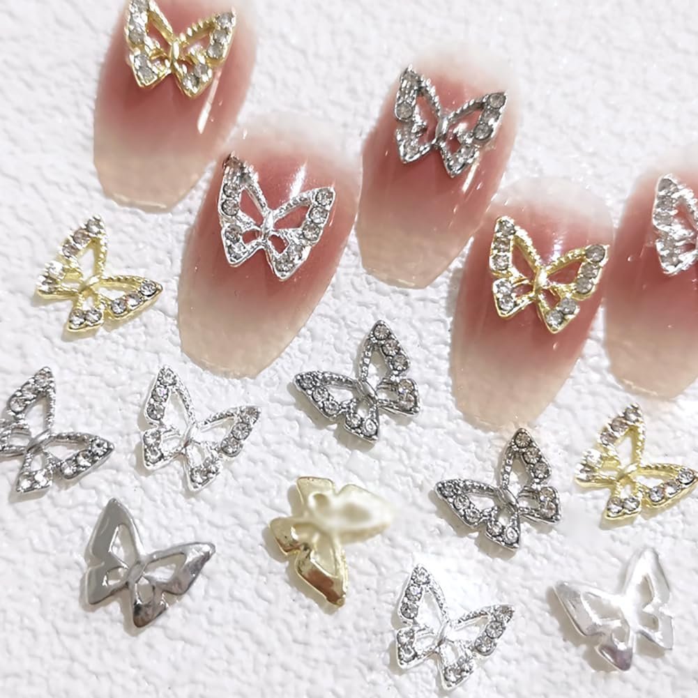 3D Метелики Декоративні стрази для нігтів, Дрібні, Блискучі, Кришталеві, фото №8