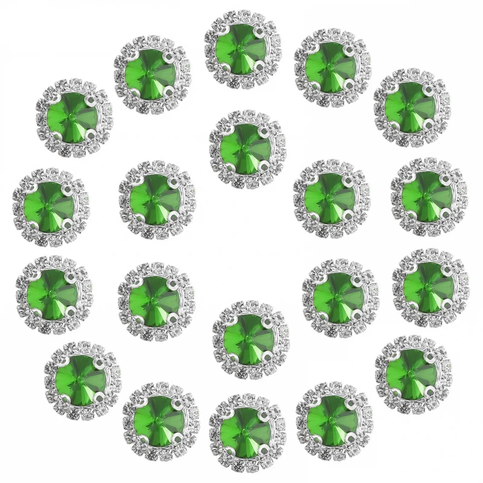 Стрази Круглі LALAFINA 20 шт Зелені Стрази для рукоділля з плоскою задньою частиною. Кришталі для весільного декору, фото №1