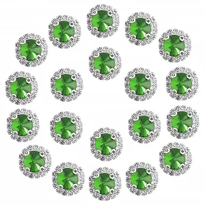 Стрази Круглі LALAFINA 20 шт Зелені Стрази для рукоділля з плоскою задньою частиною. Кришталі для весільного декору - Фото 1