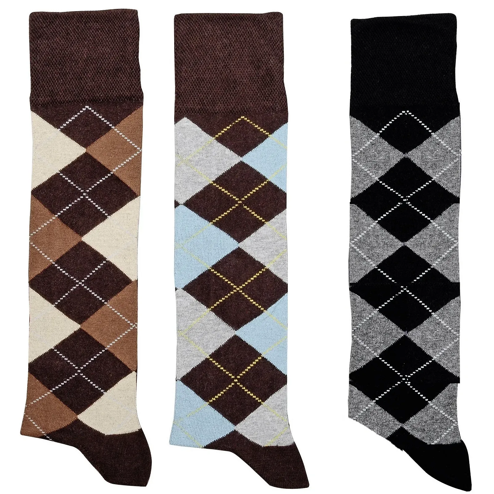 Женские Мужские Детские Гольфы 3 пары Гольфы для верховой езды Гольфы для верховой езды Компьютерные гольфы Гольфы в клетку Высококачественный гребенной хлопок Соединены вручную Широкий пояс, фото №1