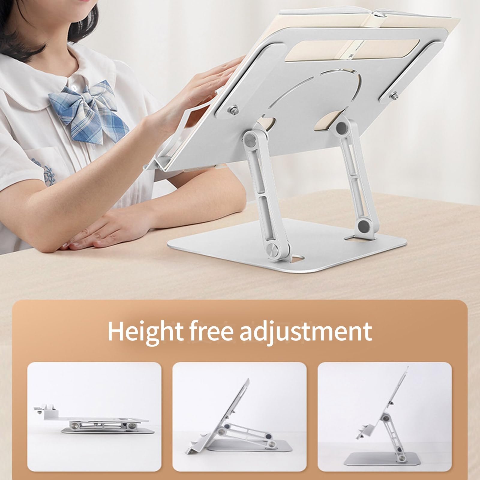 Регулируемая Подставка для Ноутбука Алюминиевая для Стола для Ноутбуков Планшетов 10-17,3 Дюймов Серебряная, фото №5 Регулируемая Подставка для Ноутбука Алюминиевая для Стола для Ноутбуков Планшетов 10-17,3 Дюймов Серебряная, фото №5