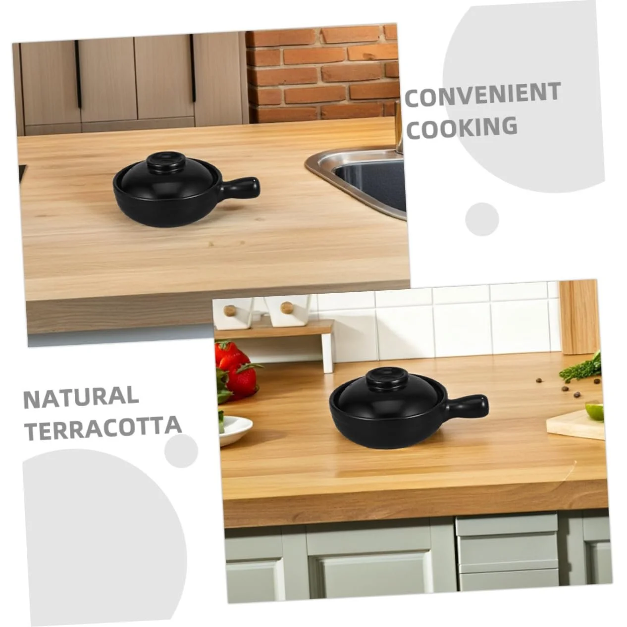 Глиняний горщик ERINGOGO Японський донабе З кришкою Теракотовий, фото №9