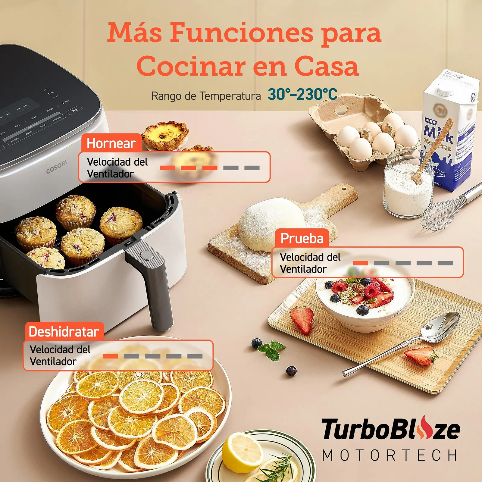 Мультипіч COSORI Turbo Blaze 6 л 9-в-1 DC-мотор 30-230 °C Біла, фото №3 Мультипіч COSORI Turbo Blaze 6 л 9-в-1 DC-мотор 30-230 °C Біла, фото №3