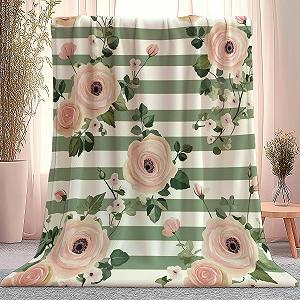 Покривало Плюшева для дивану 150 x 200 см, М'яка Тепла Квіти Троянди - Фото 1