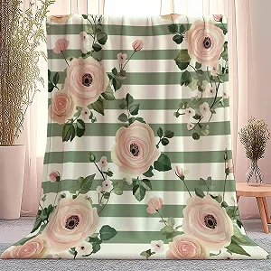 Покривало Плюшева для дивану 150 x 200 см, М'яка Тепла Квіти Троянди - Фото 1