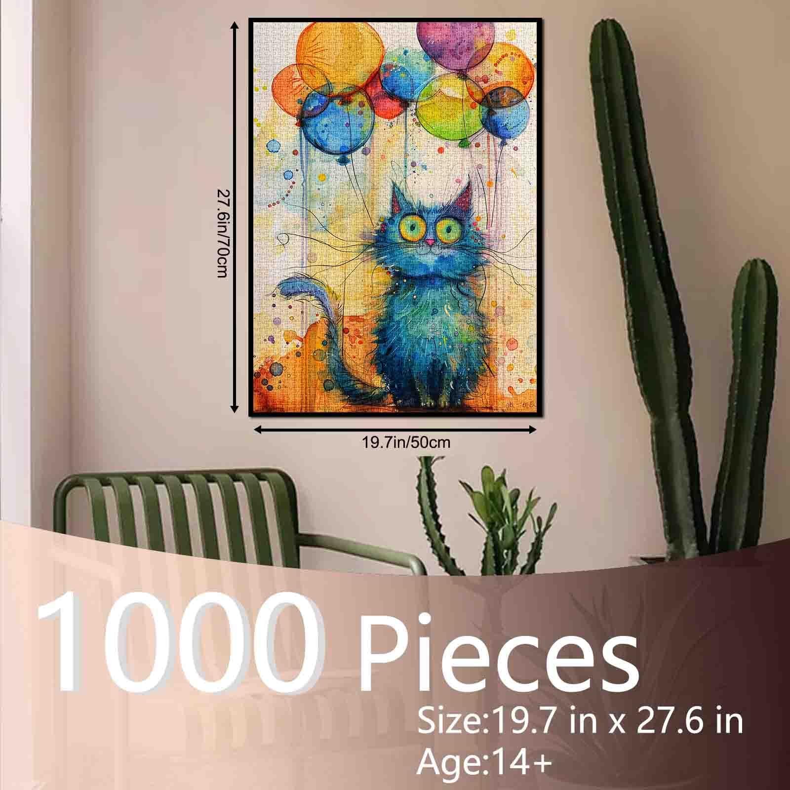 Пазлы Tucocoo Abstract Blue Cat Painting Colourful Balloons 1000 элементов DIY, фото №2