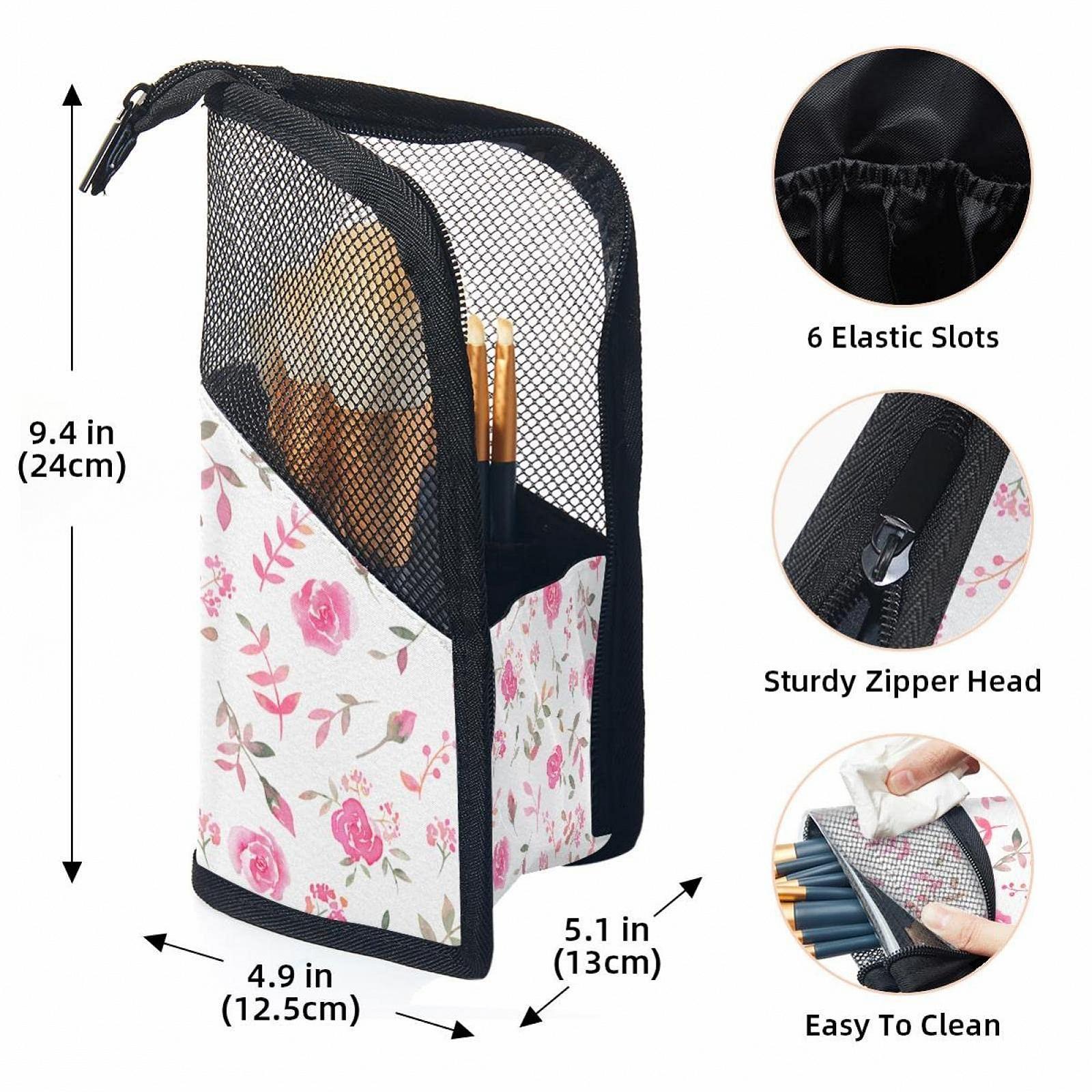 Сумка-органайзер для кистей для макияжа с 12 кистями Rose Flower Pink Flowers Portable, цветная - 3334, фото №3