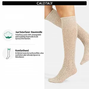 Панчохи Calzitaly В'язані Overknee Костюмні Бавовняні з візерунком, One Size, виробництво Італія synthetic.ua - Фото 1