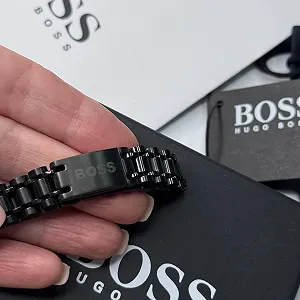 Чоловічий браслет на руку сталевий чорного кольору в подарунковій упаковці synthetic.ua - Фото 1