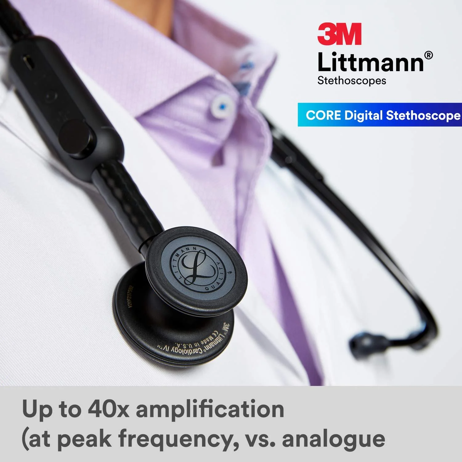 Цифровий стетоскоп 3M Littmann CORE, 69 см Чорний, фото №3