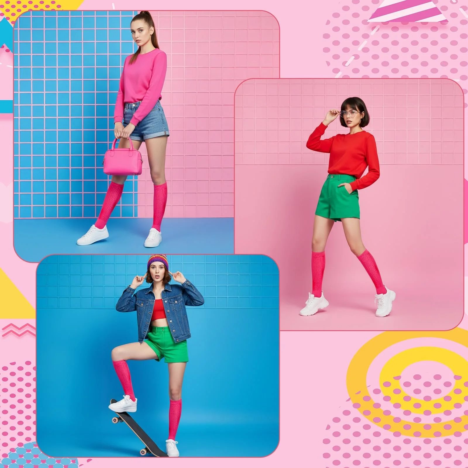 Пара неонових шкарпеток, подовжені вільні шкарпетки, фото №3