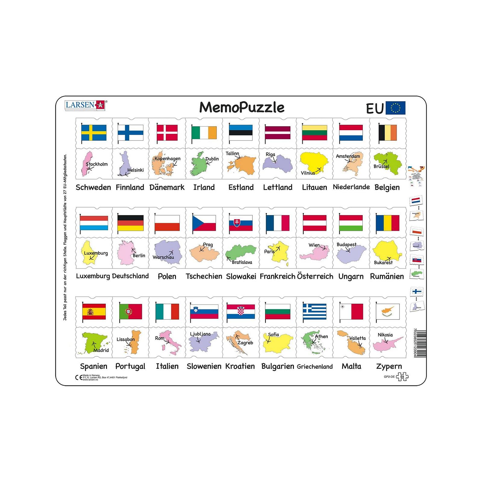 Пазл Larsen MemoPuzzle EU 54 деталі, фото №1 Пазл Larsen MemoPuzzle EU 54 деталі, фото №1
