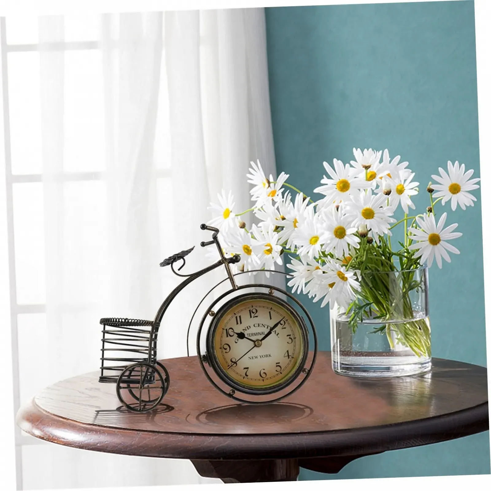 Настільний годинник MUCKLILY Вінтажний металевий з тихим механізмом, ПВХ скло, європейський ретро дизайн, декоративний, фото №6