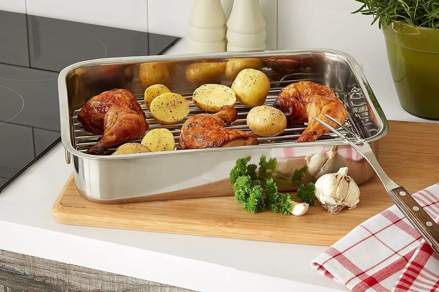 Форма для запікання MGE з решіткою з нержавіючої сталі велика для лазаньї, курки та овочів, фото №4