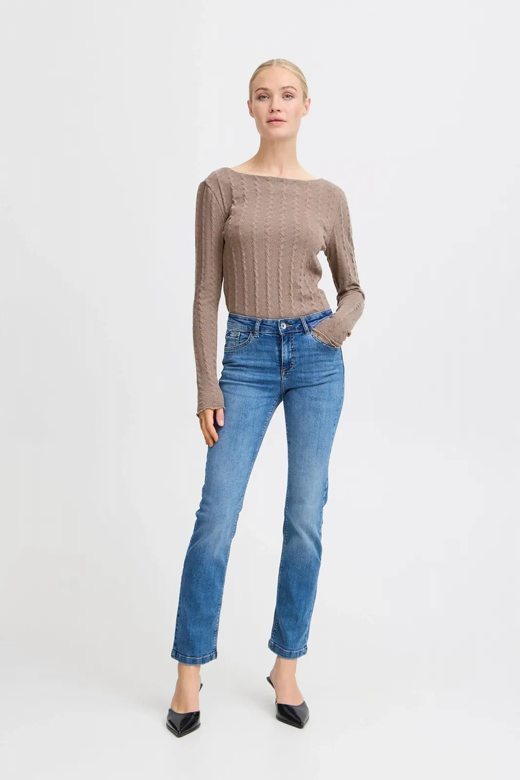 Пуловер b.young BYTheana Женский с длинными рукавами с вырезом лодочкой, приталенный, фото №3 Пуловер b.young BYTheana Женский с длинными рукавами с вырезом лодочкой, приталенный, фото №3