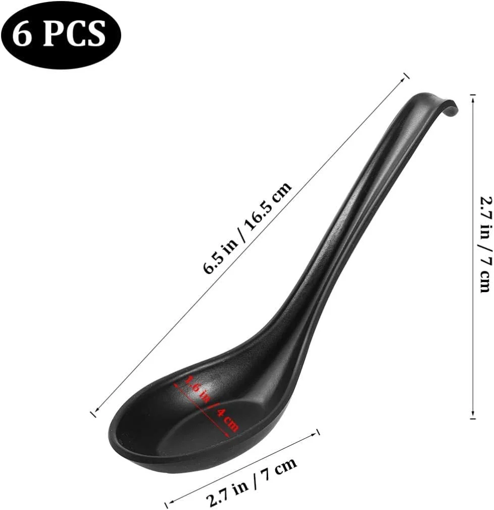 Набір з 6 супових ложок з меламіну, азіатські, фото №2