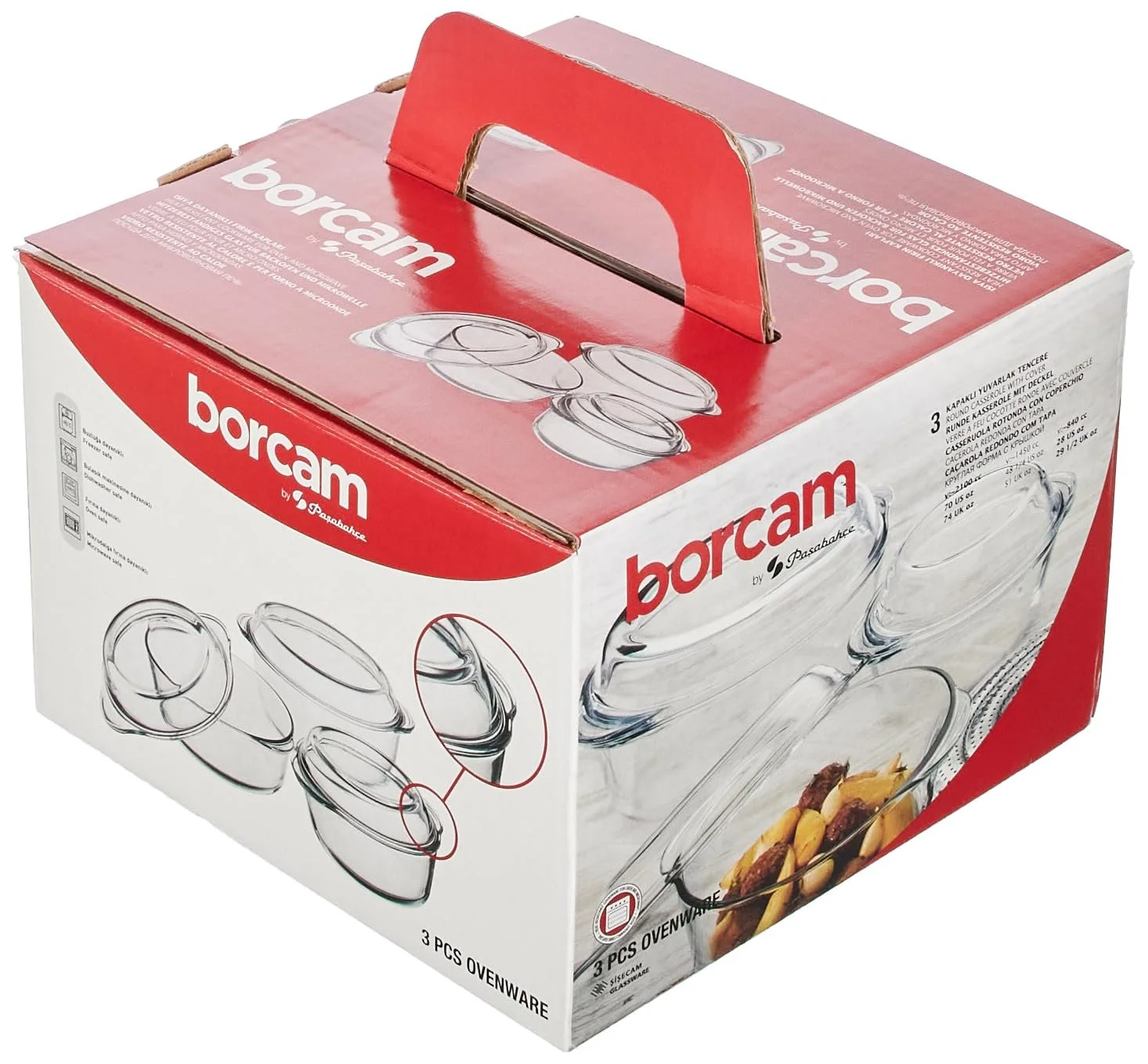 Набір скляних форм для запікання Круглі з кришками 3 шт., фото №5