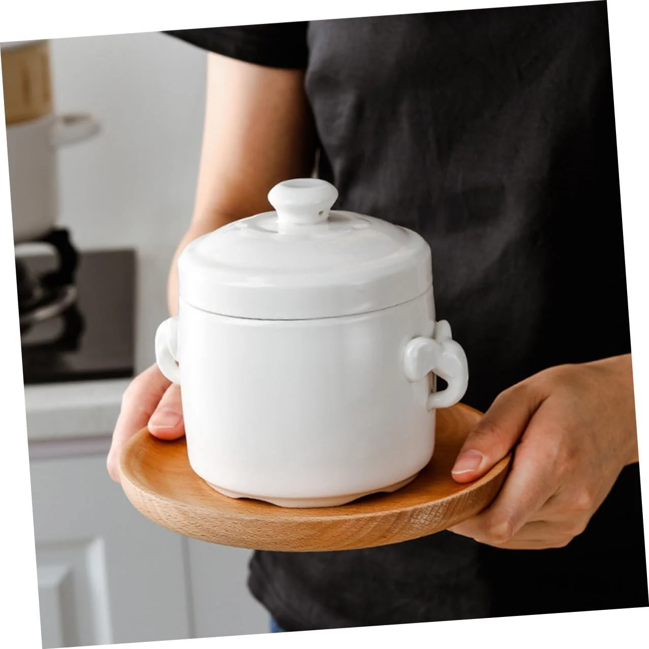 Кастрюля VALICLUD керамическая с крышкой для супа и приготовления на пару, фото №9