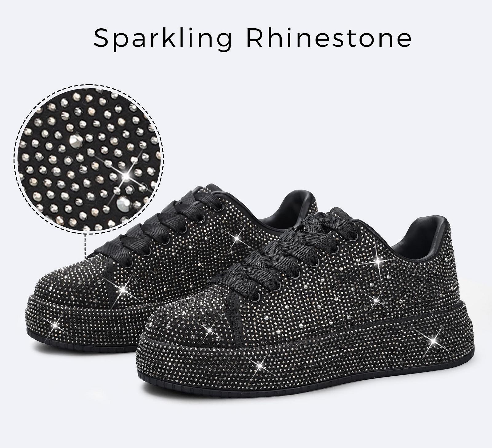Кросівки LUCKY STEP Rhinestone для жінок, платформа, блискучі, тенісні туфлі, модні весільні кросівки для прогулянок, фото №2