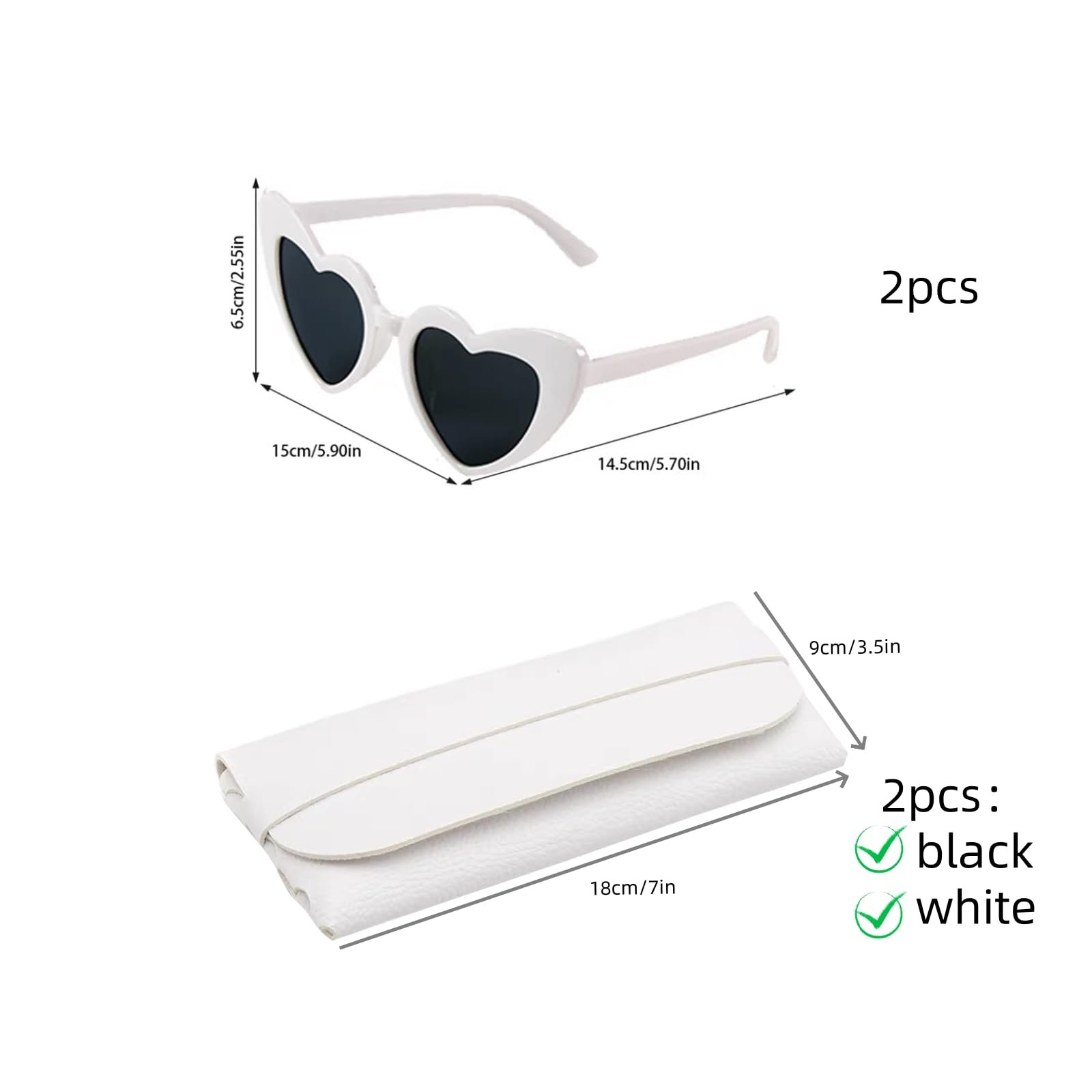 Сонцезахисні окуляри LIANRISES Серце Білі, 2 шт, фото №2