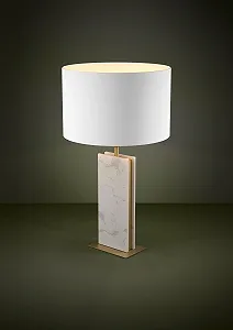 Настільна лампа EGLO Stars of Light Belesar велика з металу та каменю з текстильним абажуром патрон E27 H 67 см Біла synthetic.ua - Фото 1