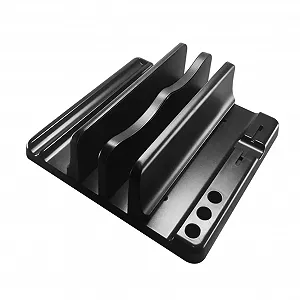 Вертикальная подставка для ноутбука с двойным слотом, прочный настольный держатель для ноутбука и книги, регулируемый док-органайзер для компактного хранения на столе - Фото 1