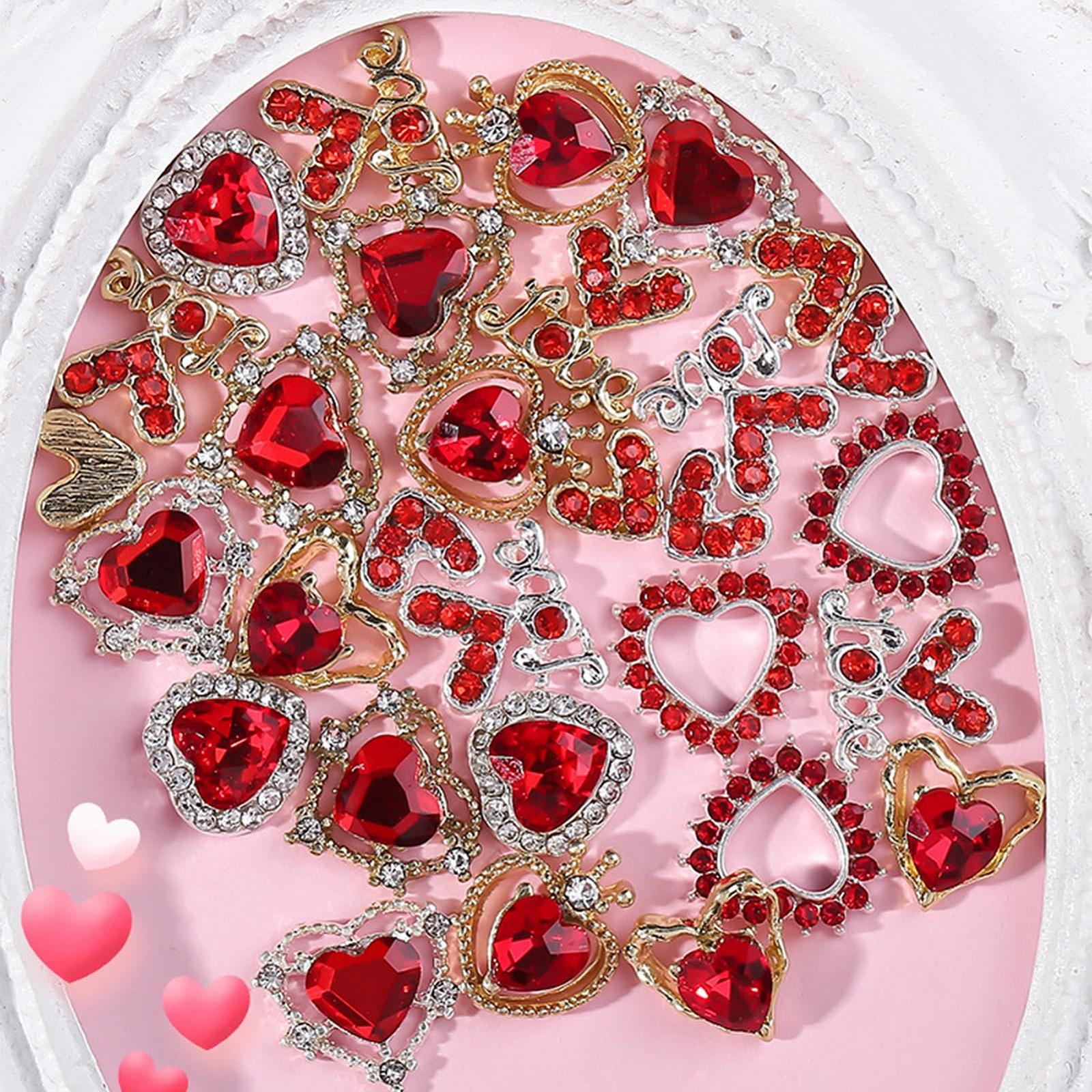 Подвески для ногтей Сердце NICENEEDED 40 шт., 3D сердце, хрустальные шармы, фото №5