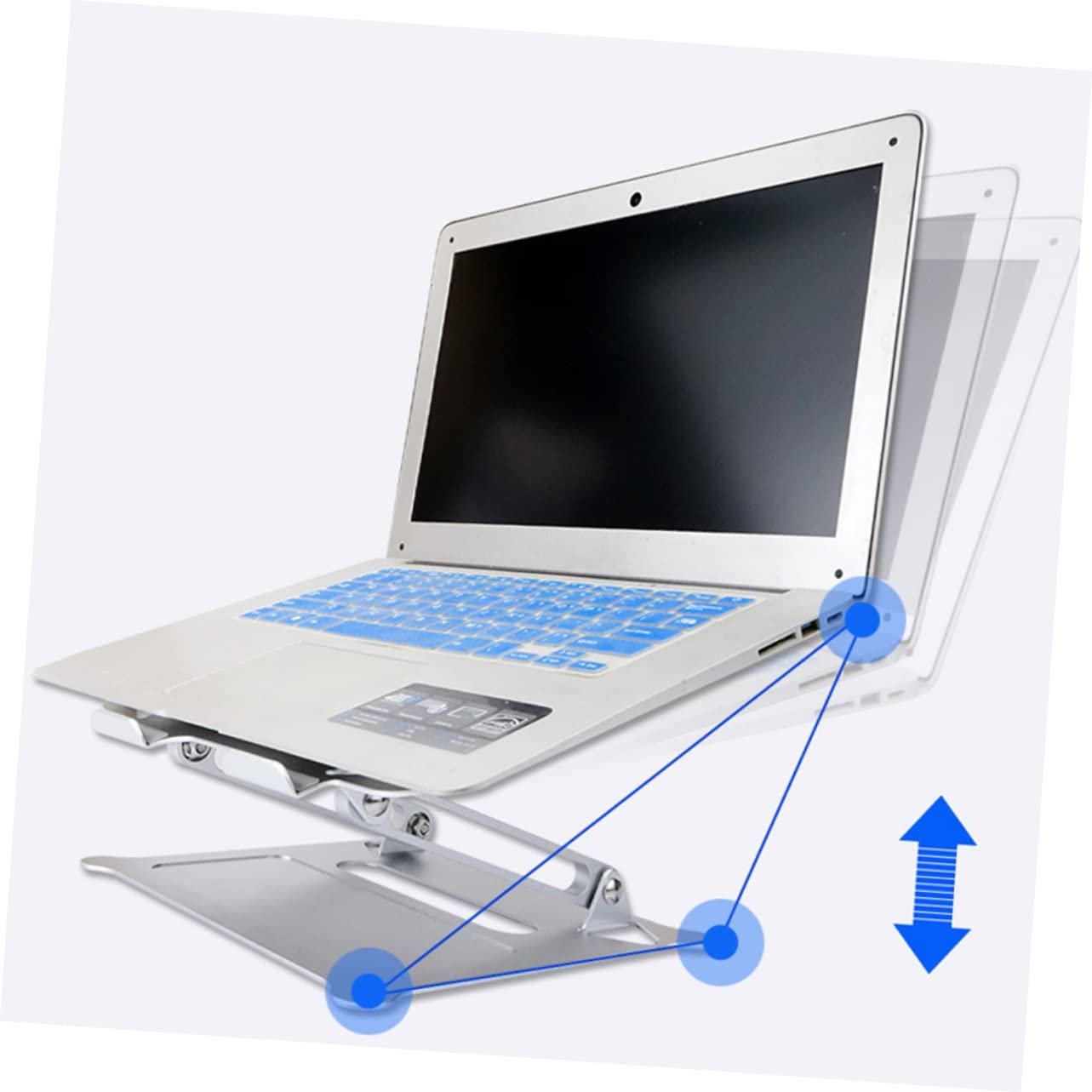 Подставка для ноутбука складная Алюминиевый сплав Регулируемая подставка для ноутбука Портативная поддержка для ноутбука Серебристый, фото №3