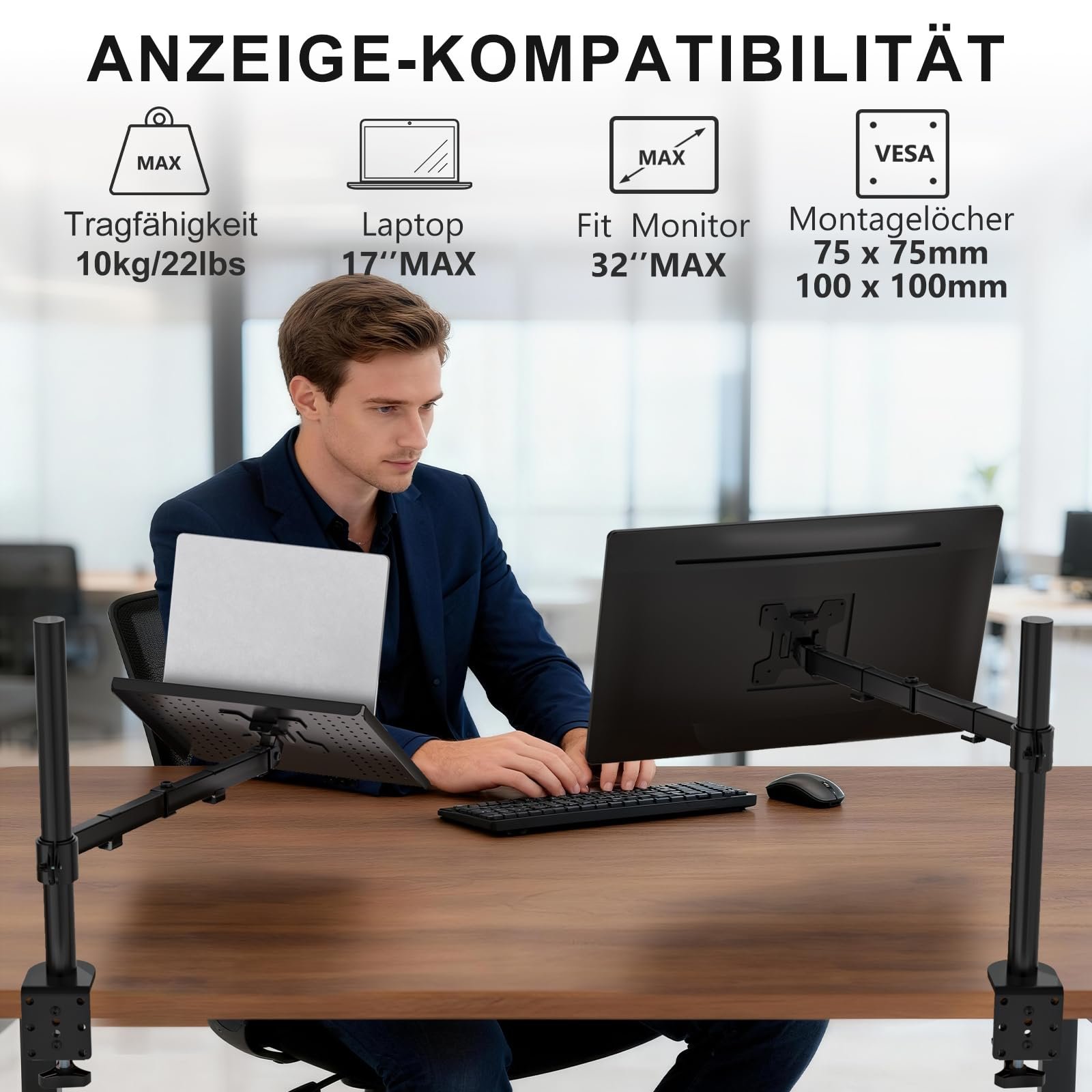 Тримач для ноутбука WALI для столу до 17 дюймів, регульований, вентильована платформа, 10 кг, чорний, фото №2 Тримач для ноутбука WALI для столу до 17 дюймів, регульований, вентильована платформа, 10 кг, чорний, фото №2