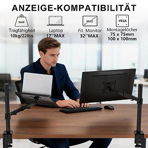 Держатель для ноутбука WALI для стола до 17 дюймов, регулируемый, вентилируемая платформа, 10 кг, черный synthetic.ua - Фото 1