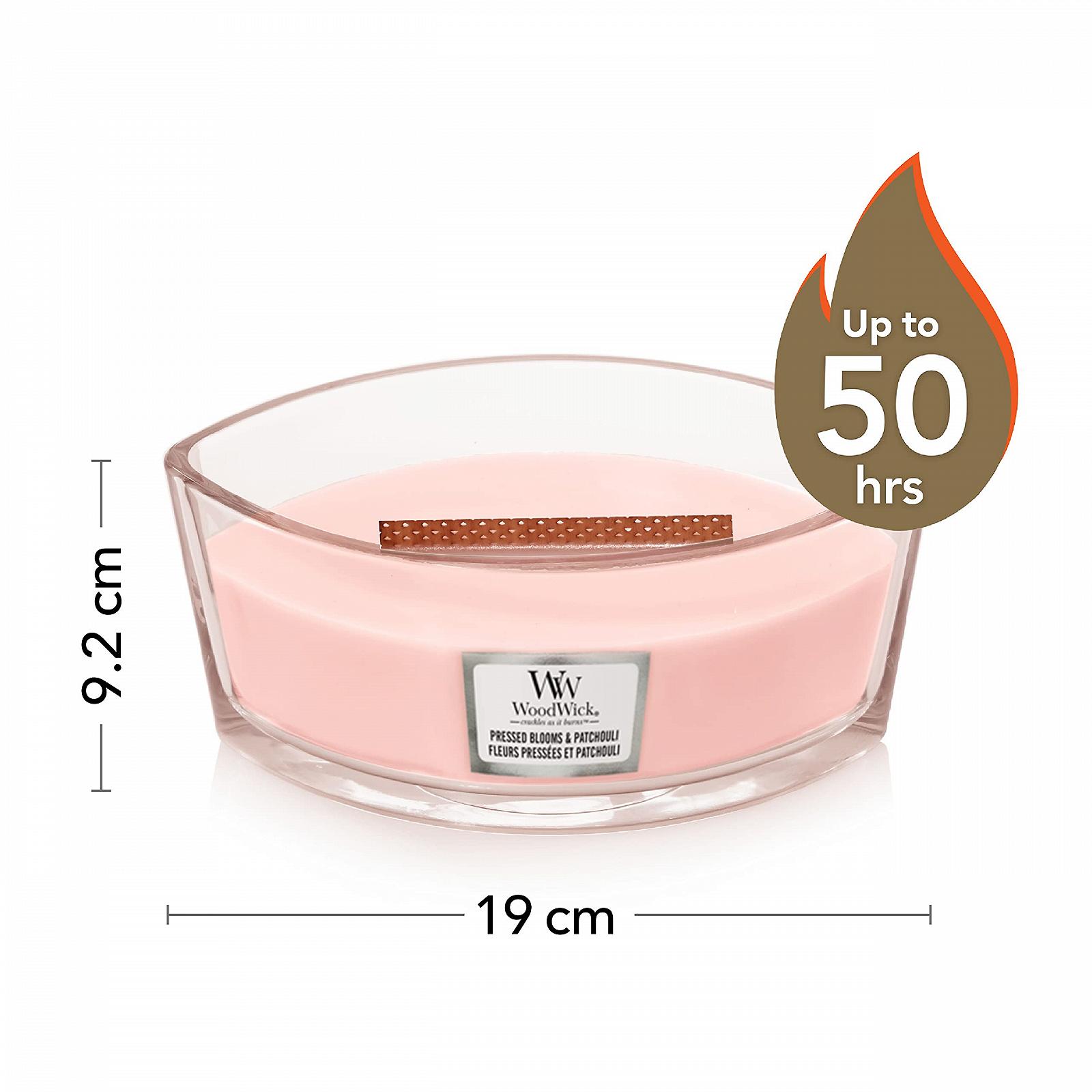 Свеча WoodWick Ароматическая с трещащим фитилем Эллиптическая Прессованные цветы и пачули, фото №2