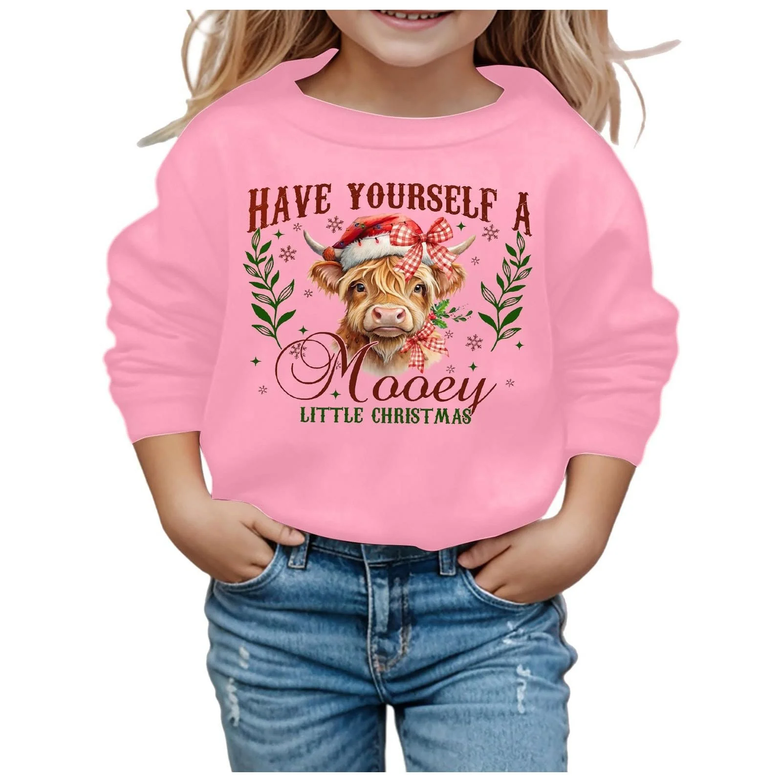 Пуловер для мальчиков Размер 158 - Мягкая толстовка с длинными рукавами для девочек, с графическим рисунком, милый детский пуловер с круглым вырезом, топ, одежда для девочек, фото №1