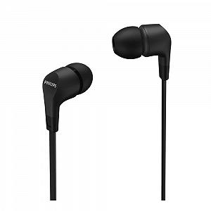 Вкладыши Philips E1105BK/00 Встроенный пульт дистанционного управления (Неодимовый драйвер, мощный бас, чистый звук, комфортная посадка) Черный, 8,6 мм, Один размер - Фото 1