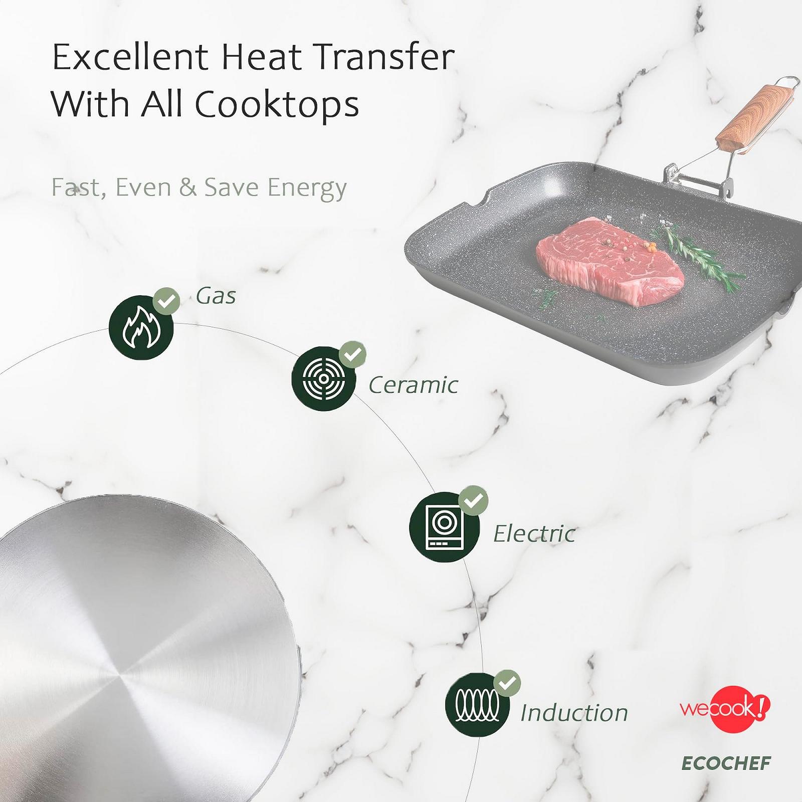 Сковорода-гриль WECOOK! Ecochef Titanium Індукційна гладка, 34 x 24 см, фото №6