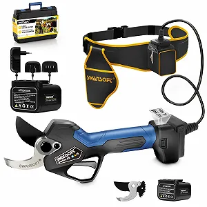 Секатор SWANSOFT акумуляторний 45 мм 1150 W для саду та телескопічні сучкорізи чорний/синій - Фото 1