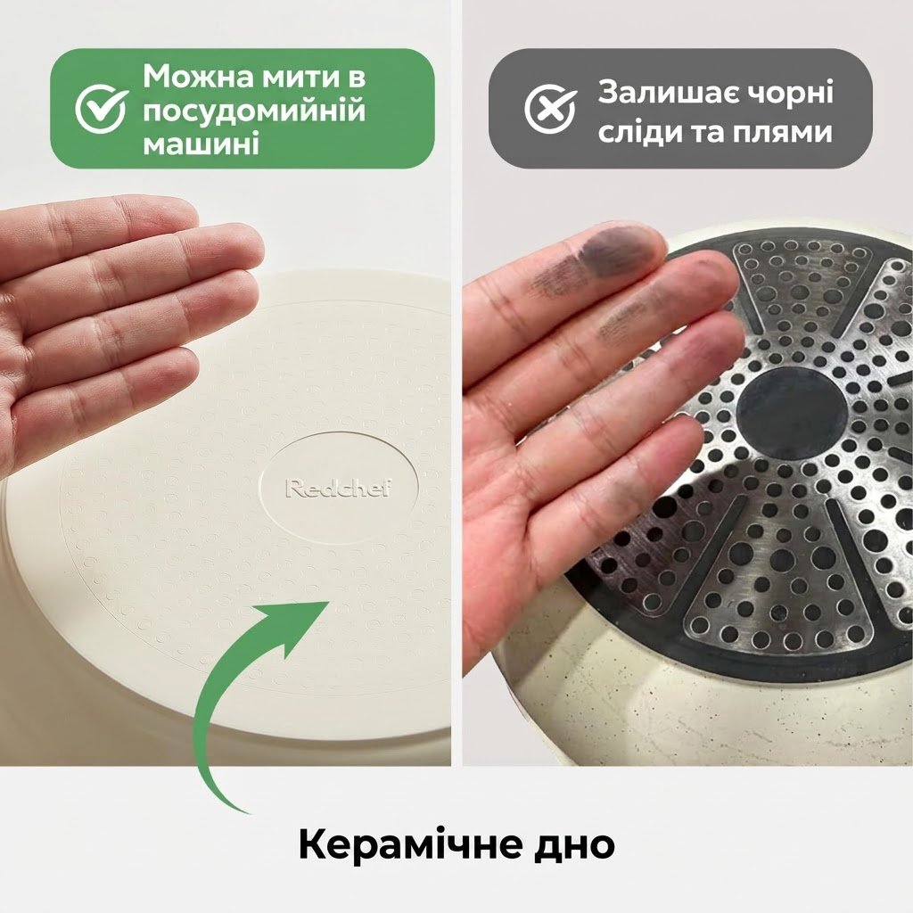 Набір посуду Redchef 16 предметів / Знімні ручки / Керамічне покриття / Для індукції, фото №3