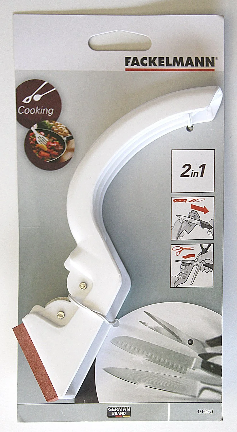 Точило для ножів і ножиць Fackelmann пластик/нержавіюча сталь біла 19 x 11.7 x 2.5 см, фото №3