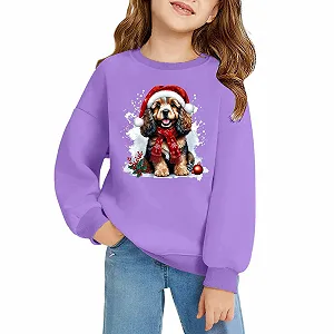 Свитшот с принтом Generisch с круглым вырезом, карман для девочки, длинный рукав, уютный зимний пуловер, мягкий флис, повседневный верх для праздничного Рождества synthetic.ua - Фото 1