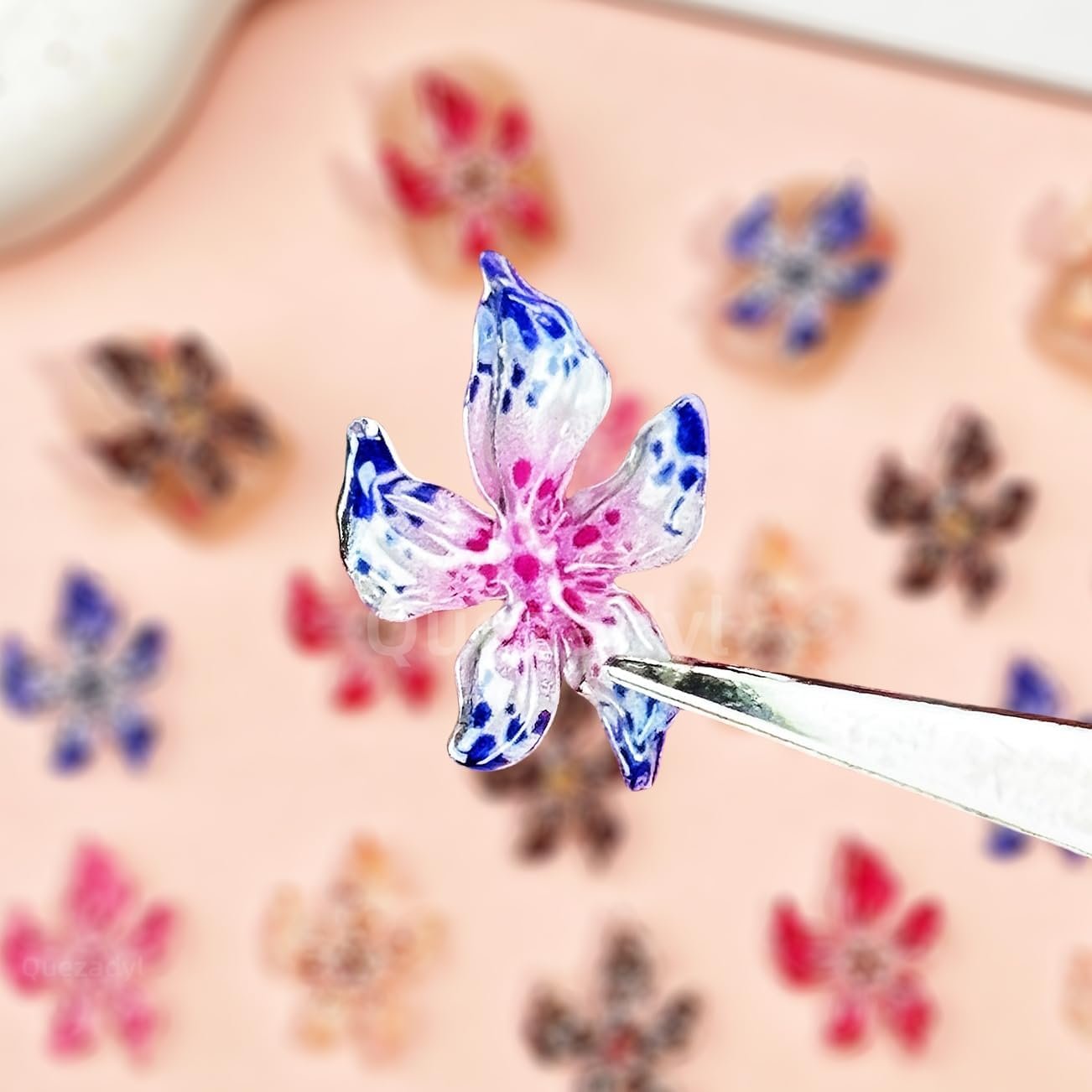 Квітка Лілія Пачка з 60 різнокольорових желеподібних м’яких клейких прикрас для нігтів 3D, фото №3