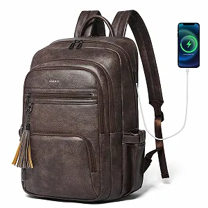 Купить Рюкзак Shrrie для ноутбука 17 дюймов 28L из веган-кожи с USB chocolate - Фото 1 Рюкзак Shrrie для ноутбука 17 дюймов 28L из веган-кожи с USB chocolate - Фото 1