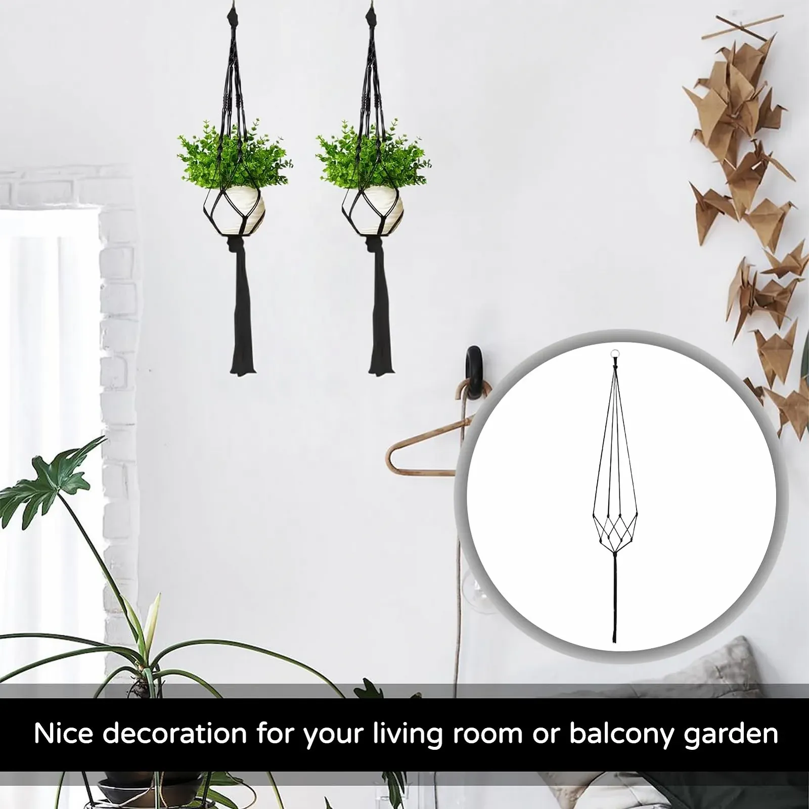 Підвісні кошики для макраме Бавовняна мотузка Набір з 6 шт., фото №6